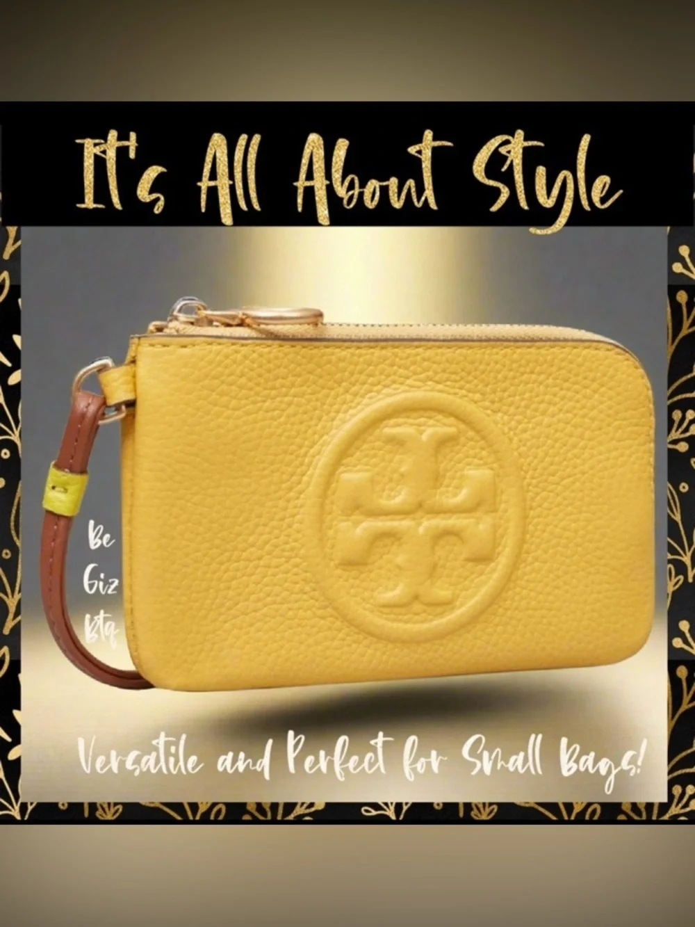 🔥🔥NWT Tory Burch Authentic Perry Bombé Leather ZipCard Case Yellow NWT